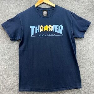 Argentina Thrasher Magazine T Shirt Men's Medium Navy Blue Revista Skateboarding